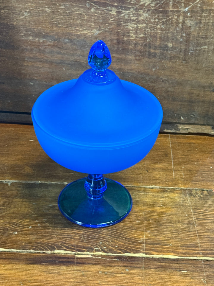 Westmoreland Frosted Glass Pedestal Candy Lidded Compote