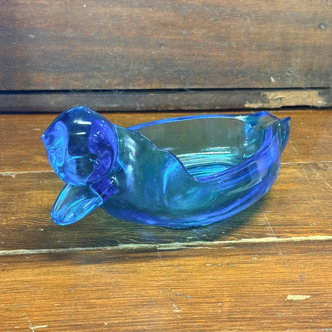 Tiara Indiana Glass Blue Duck Ashtray