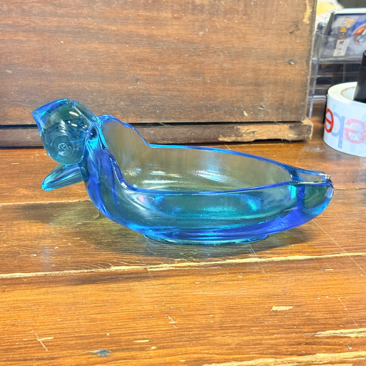 Tiara Indiana Glass Blue Duck Ashtray