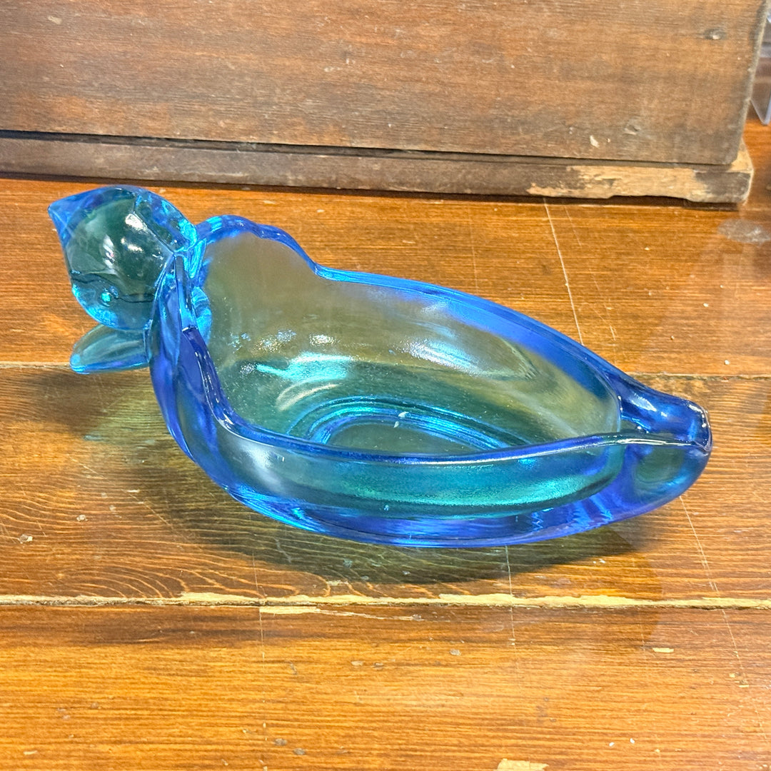 Tiara Indiana Glass Blue Duck Ashtray