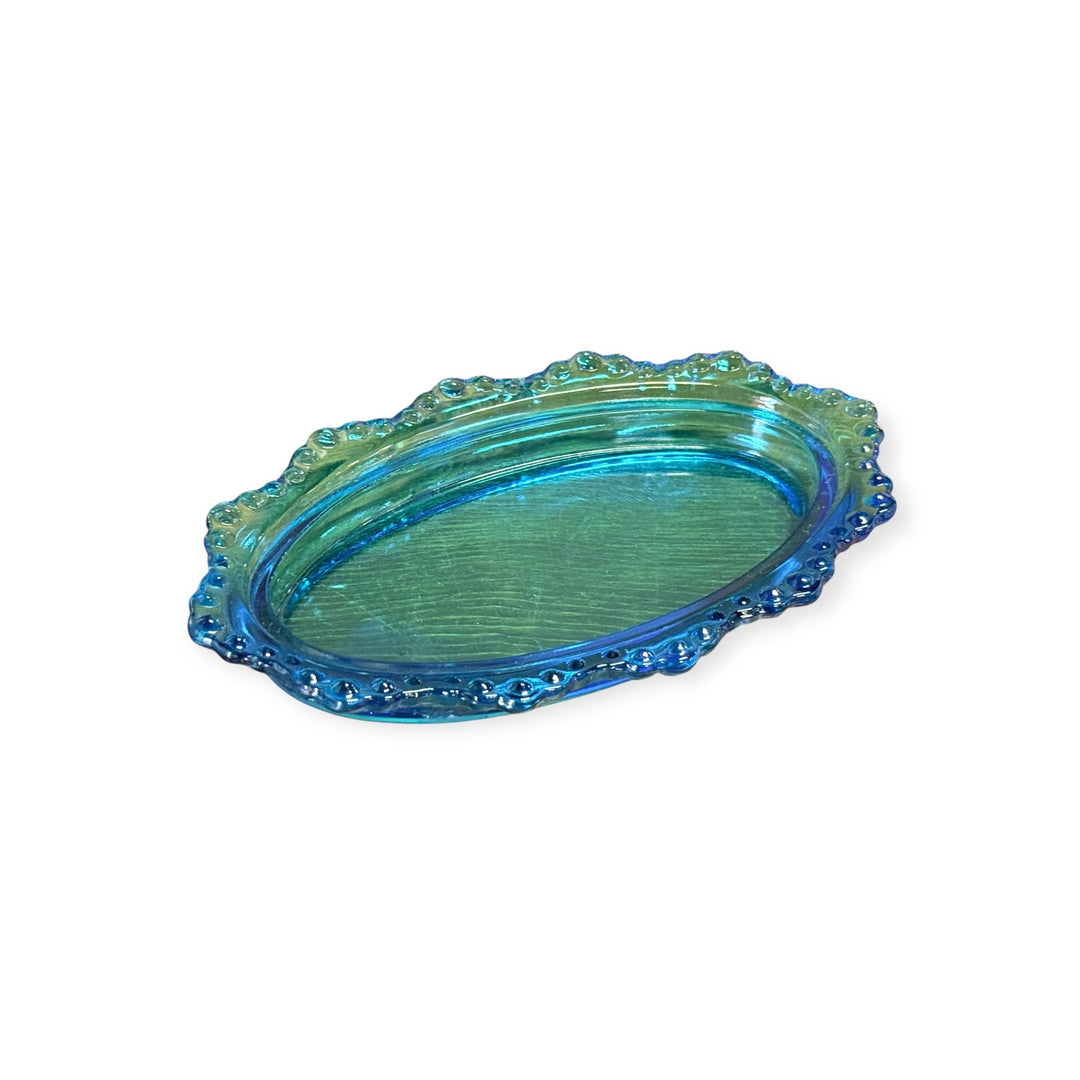 Fenton Blue Glass Hobnail Oval Covered Butter Dish Bottom Only