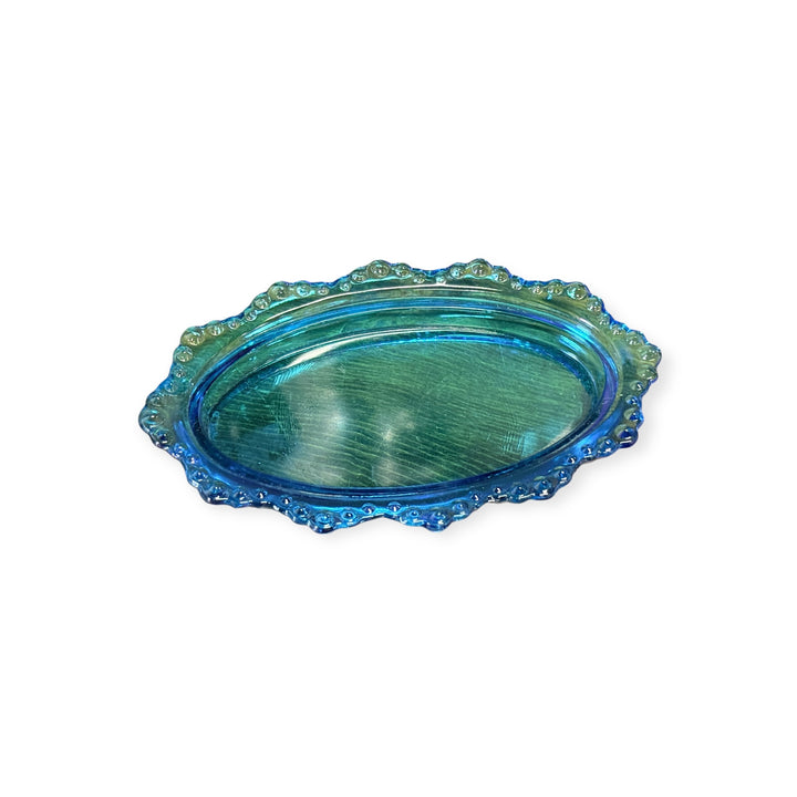 Fenton Blue Glass Hobnail Oval Covered Butter Dish Bottom Only