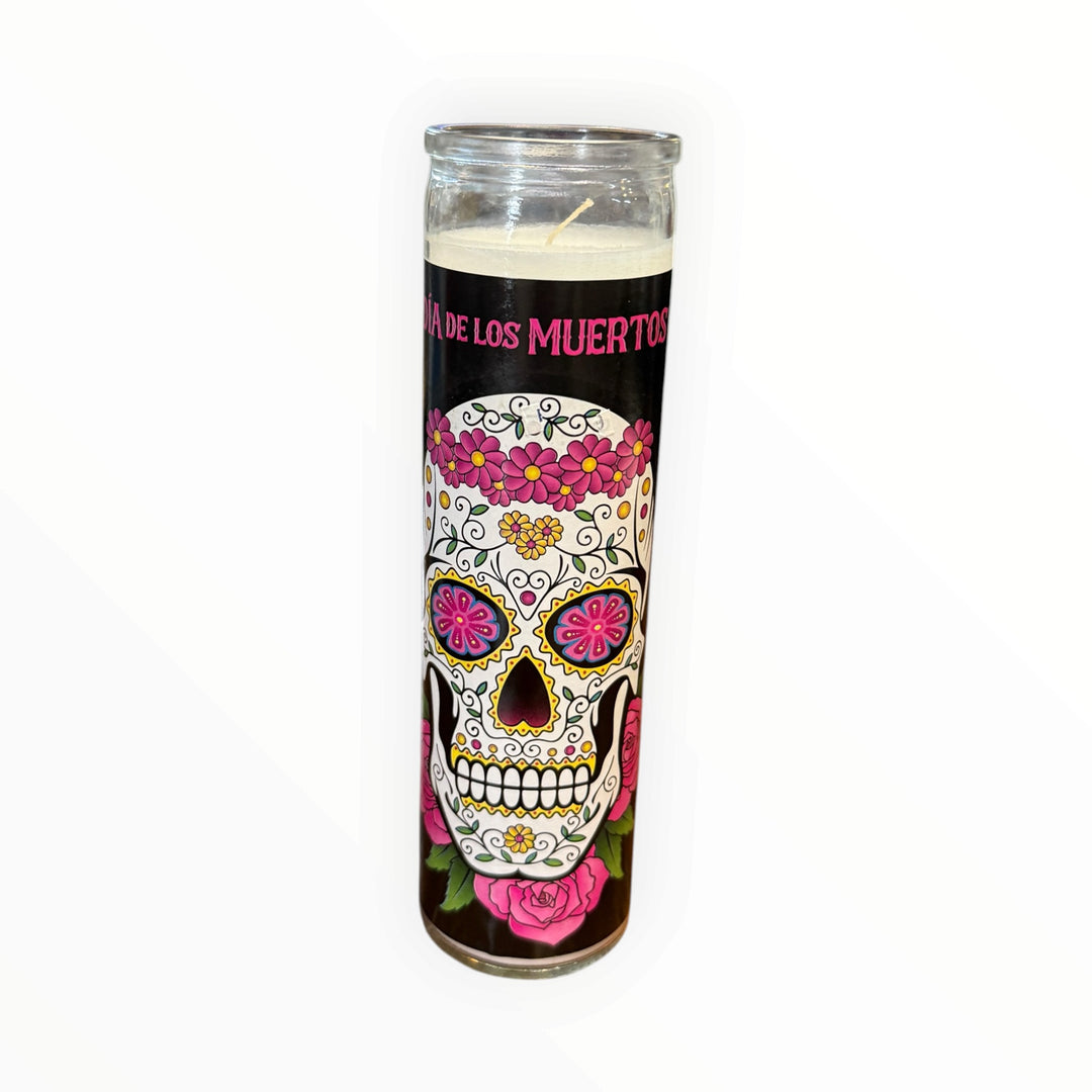Day of the Dead Candle Pink