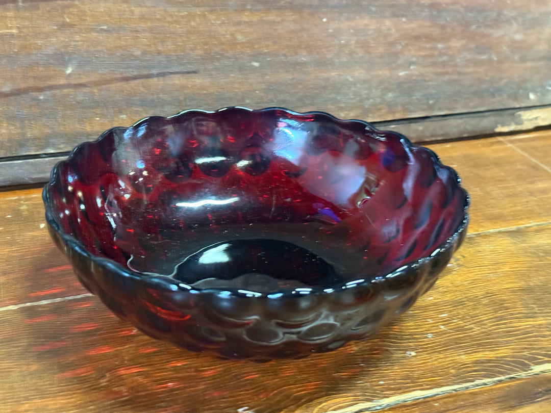 Vintage Anchor Hocking Royal Ruby Red Bubble Glass Bowl