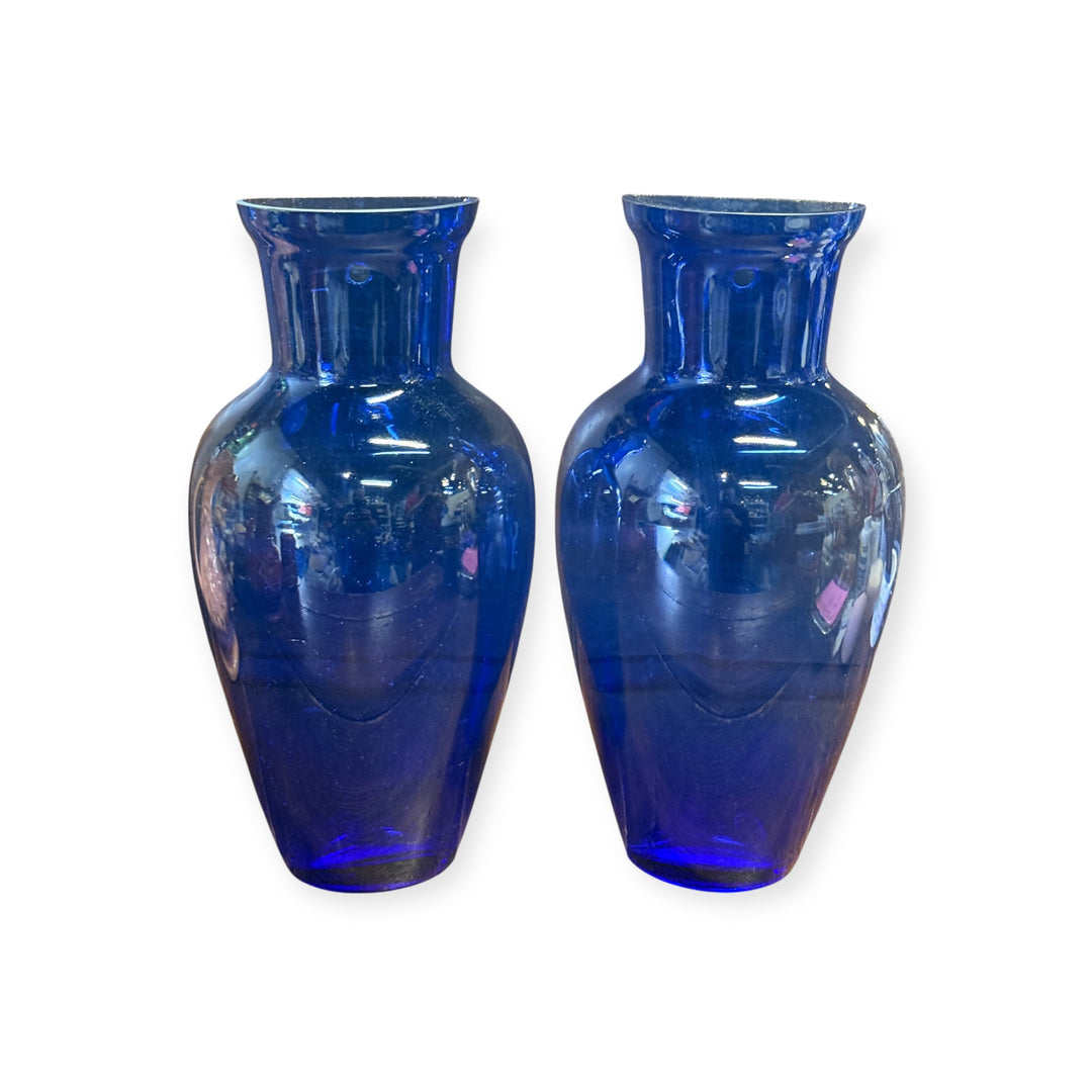 Vintage Cobalt Blue Half Vase - Hanging Pair