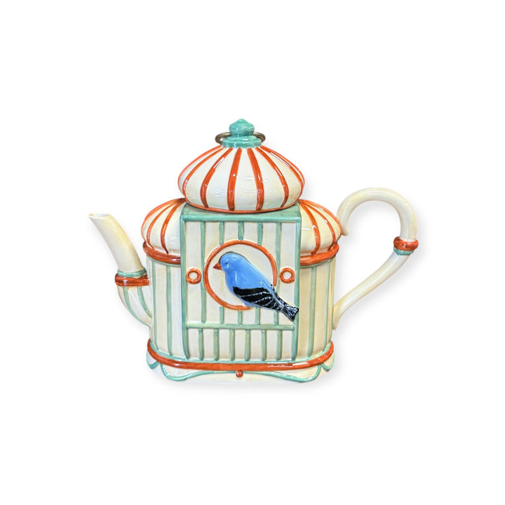 Department 56 "Bluebird in a Cage" Ceramic Teapot