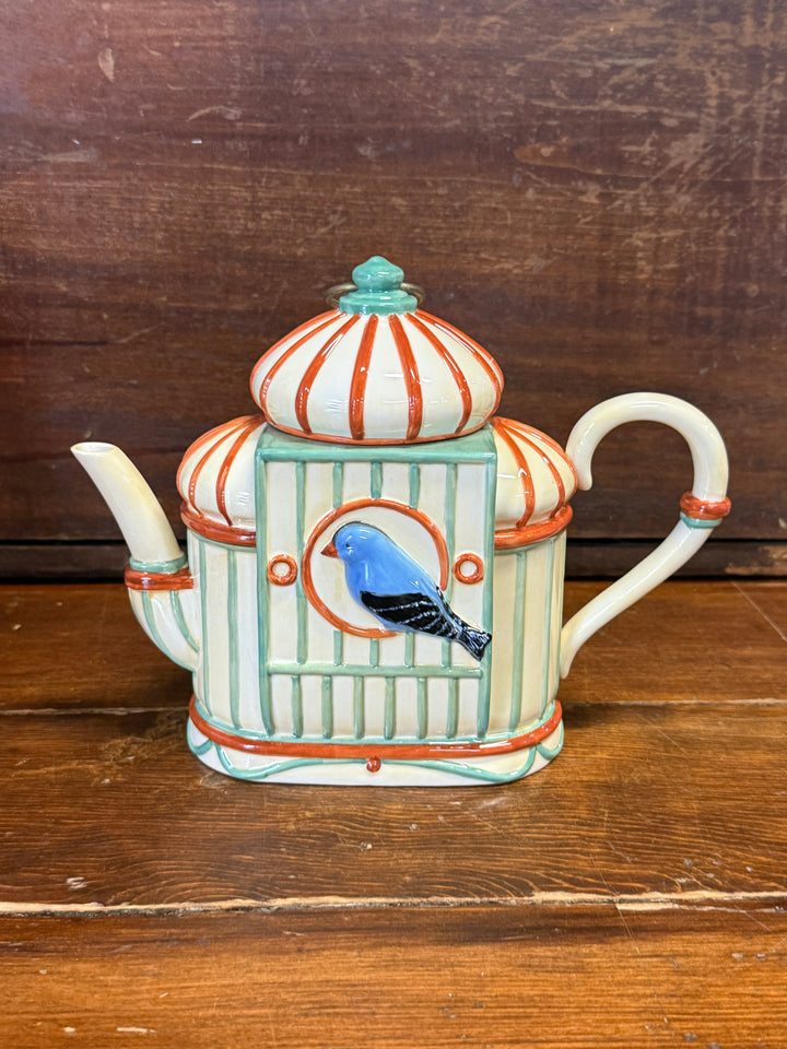 Department 56 "Bluebird in a Cage" Ceramic Teapot