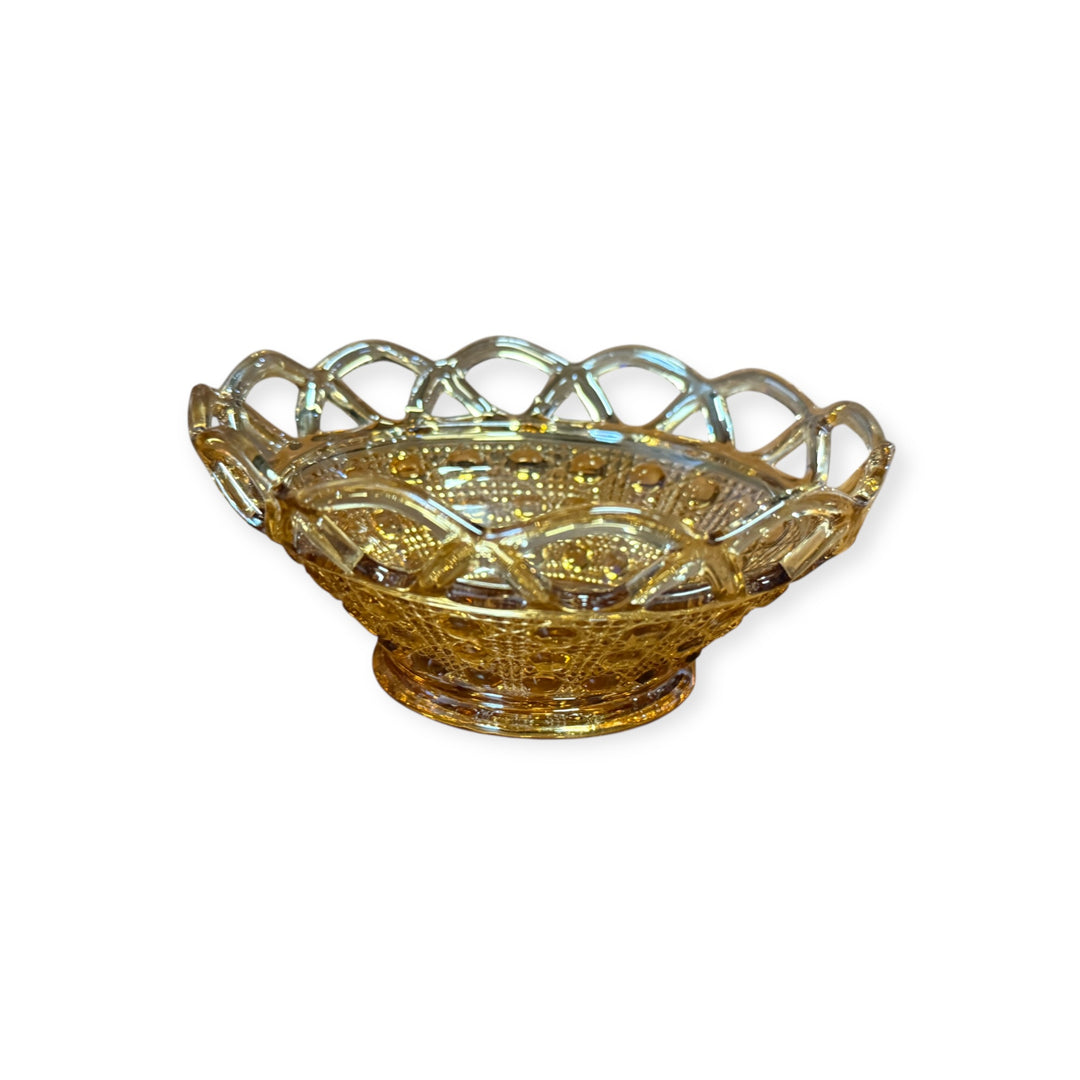 Imperial Glass Sugar Kane Hobstar Candy Dish Vintage