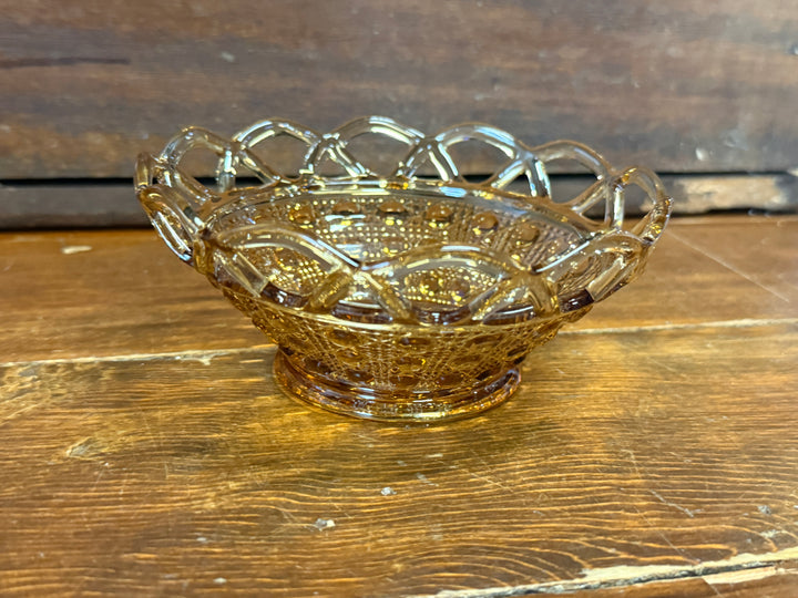 Imperial Glass Sugar Kane Hobstar Candy Dish Vintage