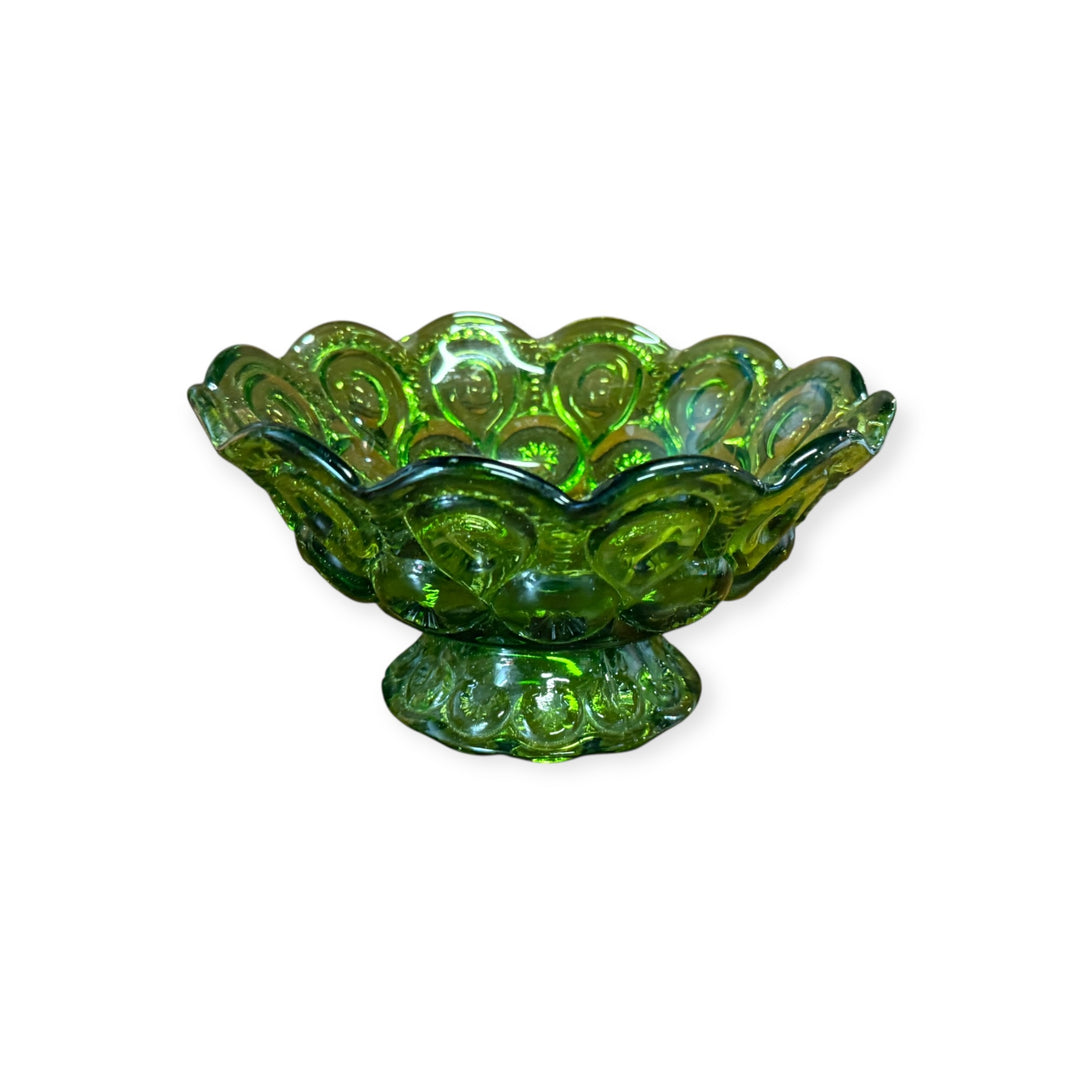 L.E. Smith Moon &amp; Stars Glass Company Emerald Green Compote