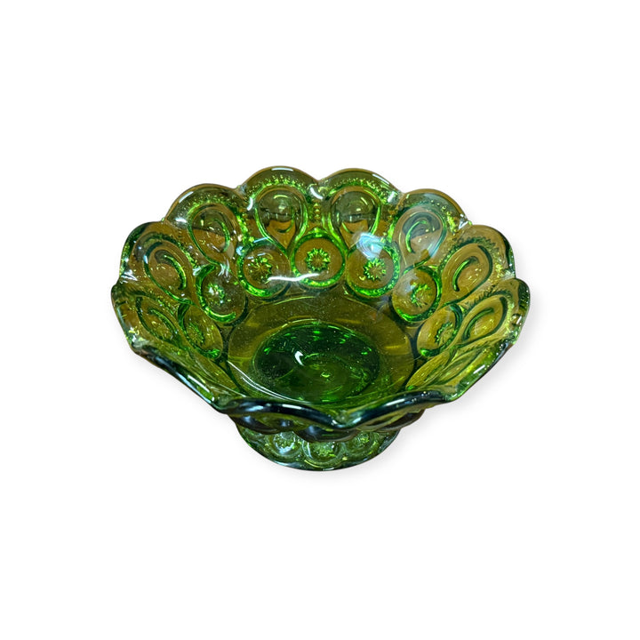 L.E. Smith Moon &amp; Stars Glass Company Emerald Green Compote