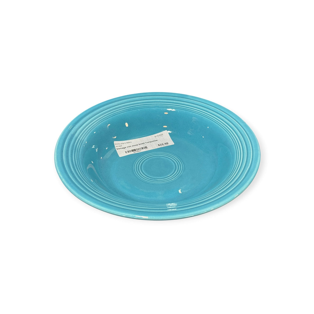Vintage Fiesta - Vintage Turquoise Rimmed Soup Bowl