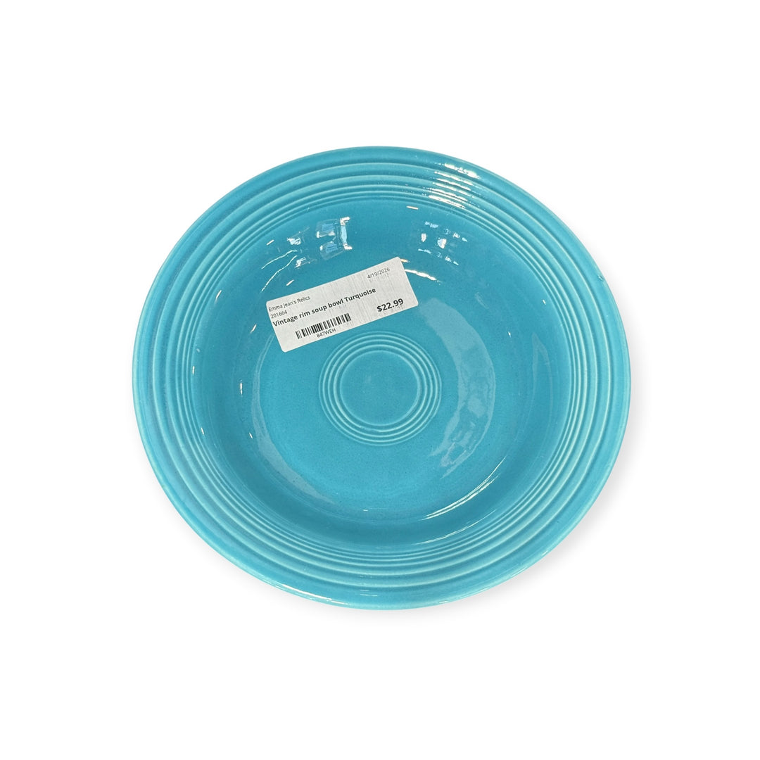 Vintage Fiesta - Vintage Turquoise Rimmed Soup Bowl