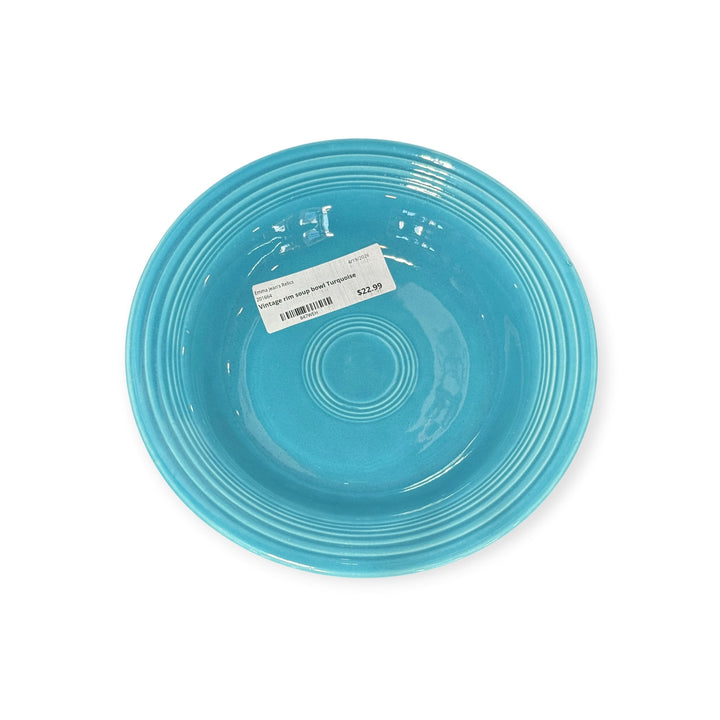 Vintage Fiesta - Vintage Turquoise Rimmed Soup Bowl