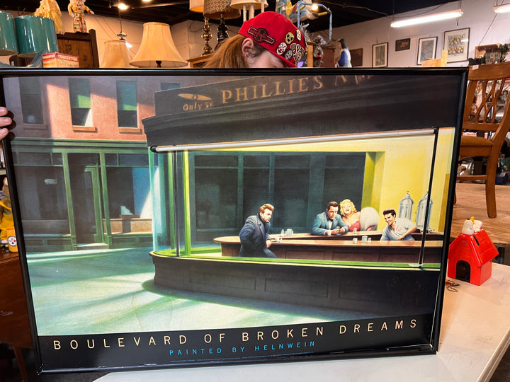 “Boulevard of Broken Dreams” Neon Light Custom Framed Vintage Helnwein Print