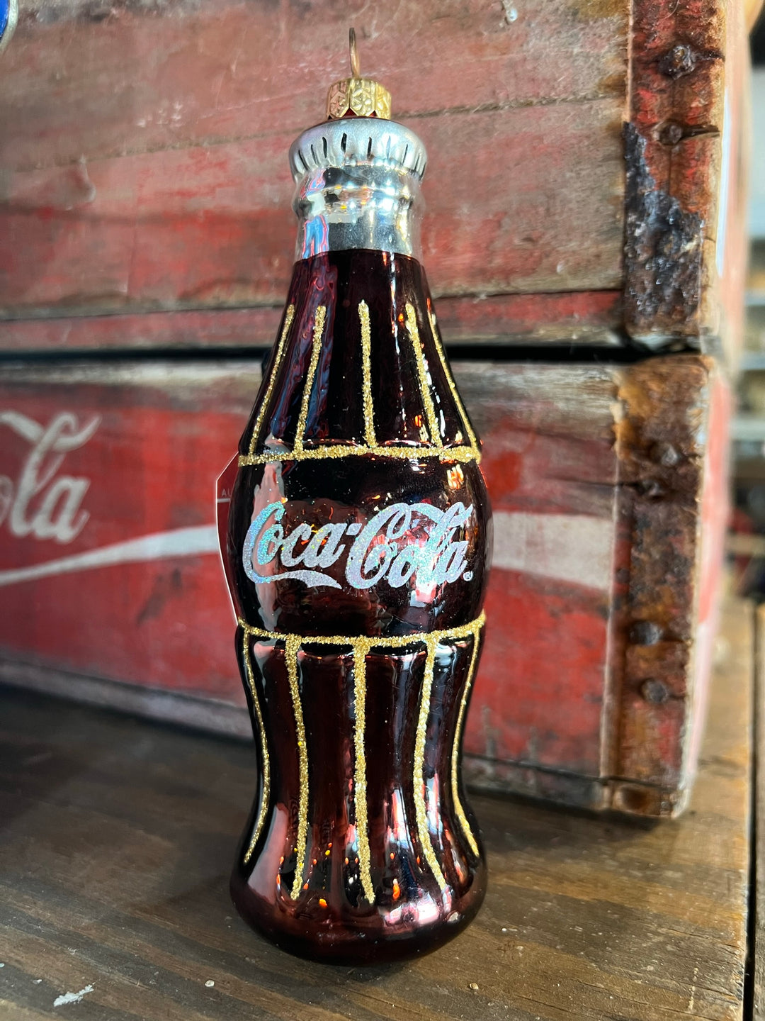 Kurt Adler Blown Glass Coca Cola Ornament - Coke Bottle