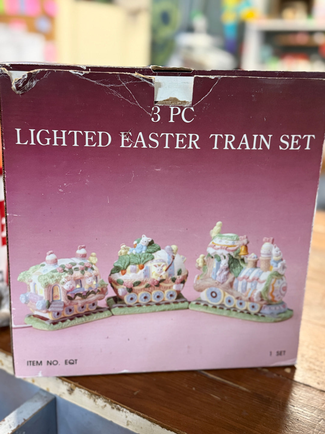 Lighted Easter Train 3 Piece Freestanding Centerpiece Pastel