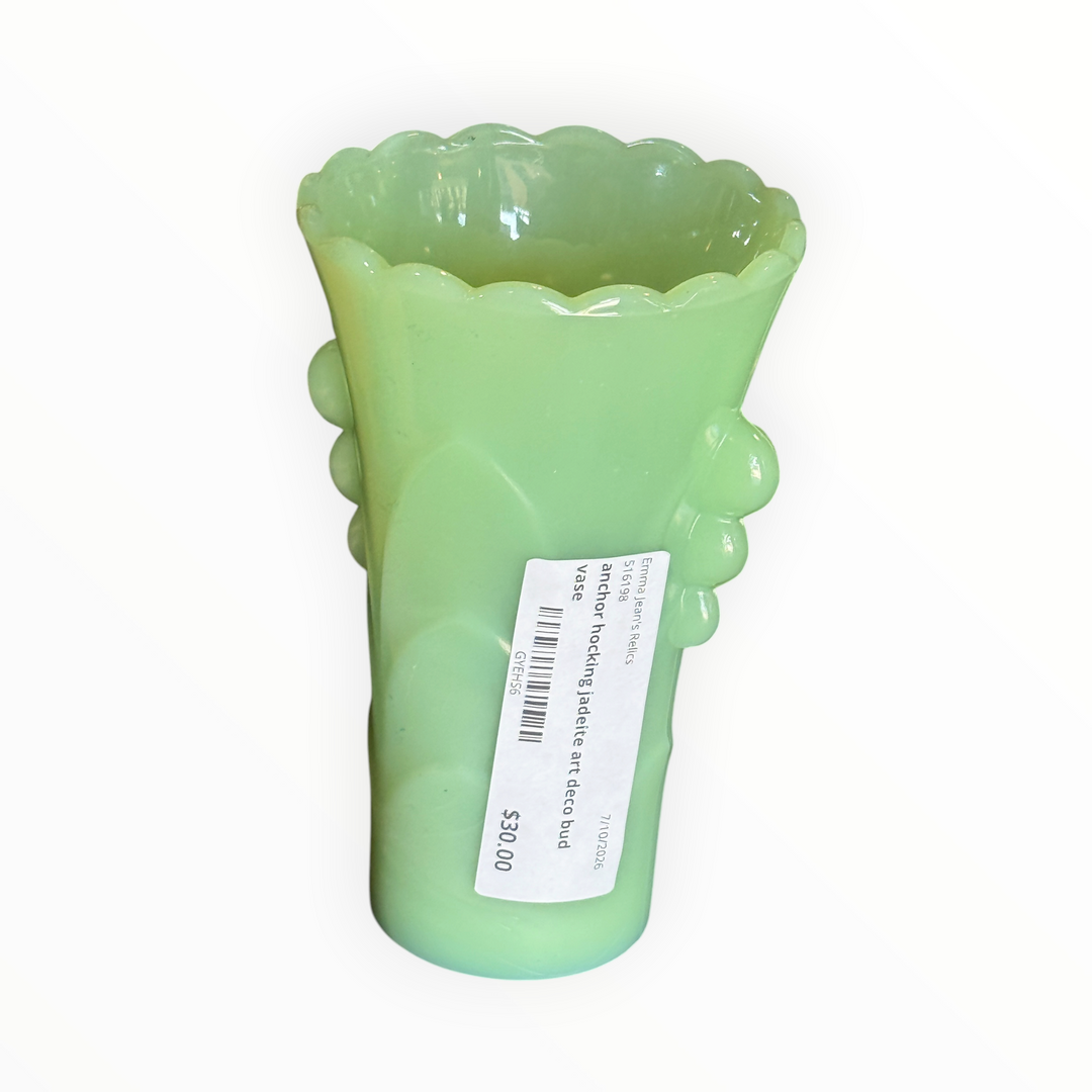 Anchor Hocking Jadeite Art Deco Bud Vase