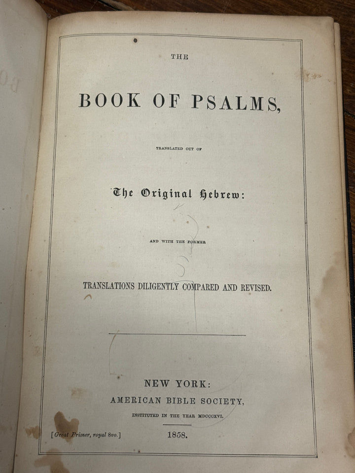 1858 Book of Psalms - American Bible Society