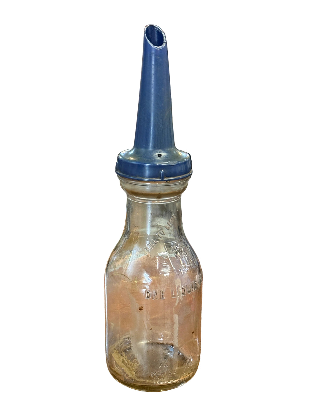 Motor Oil Bottle Spout Cap Glass Vintage Style Gas Station