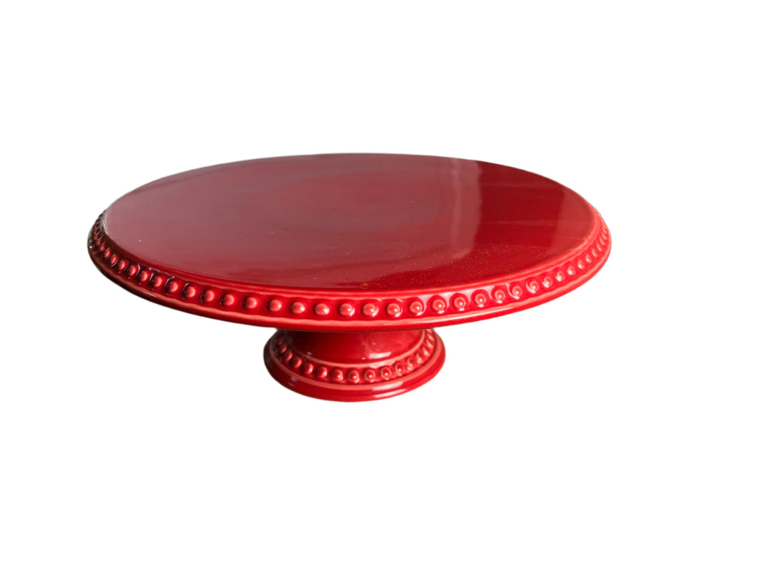 Red Ceramic Cake Pedestal