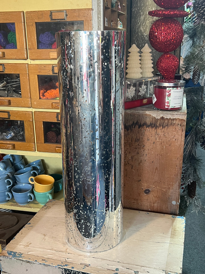 Mercury Glass - Large Cylinder Vase  PICKUP ONLY