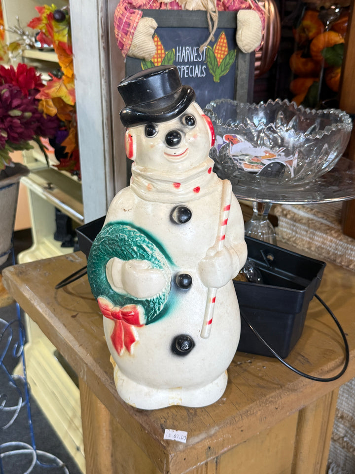 Blow Mold Snowman Empire Plastic Corp. 13" light Vtg 1968