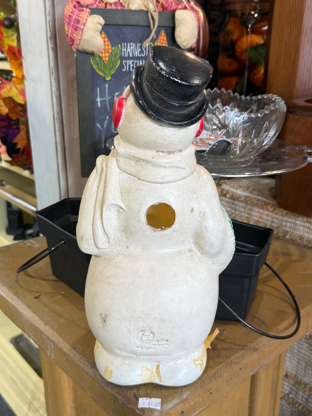 Blow Mold Snowman Empire Plastic Corp. 13" light Vtg 1968