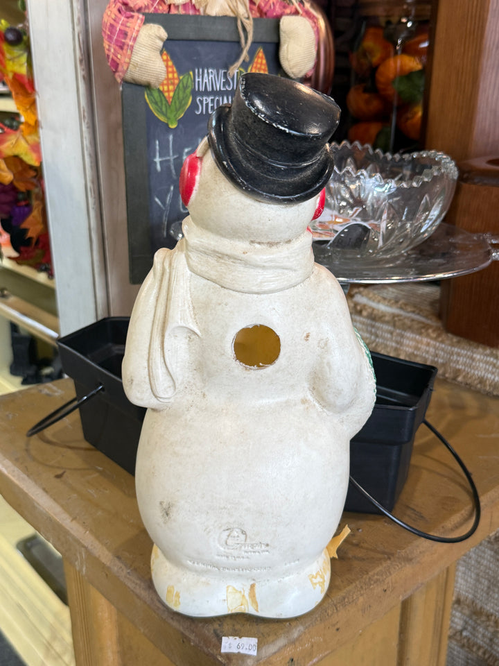 Blow Mold Snowman Empire Plastic Corp. 13" light Vtg 1968