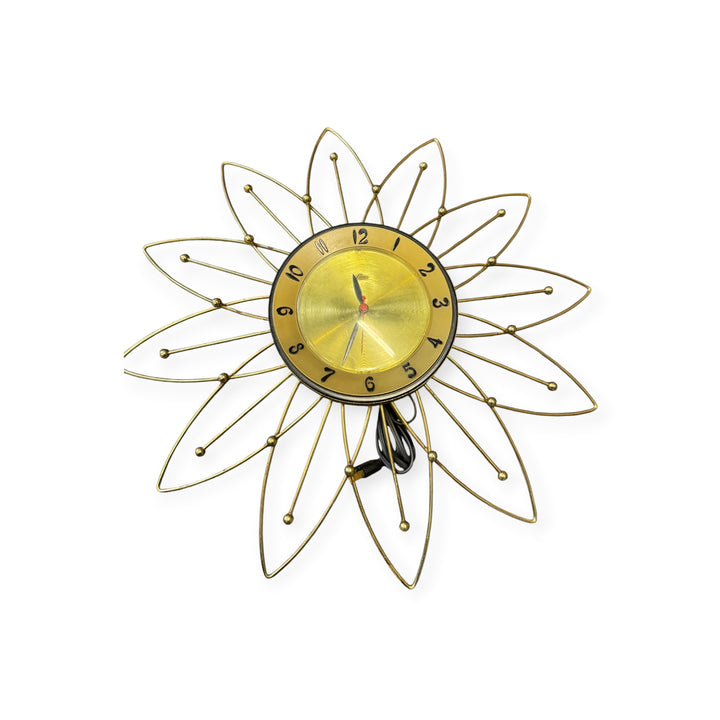 Vintage Mid Century Modern Starburst Lux Wall Clock Atomic