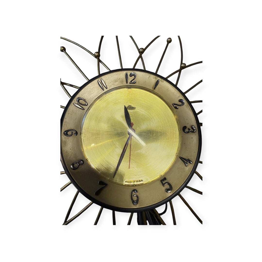 Vintage Mid Century Modern Starburst Lux Wall Clock Atomic
