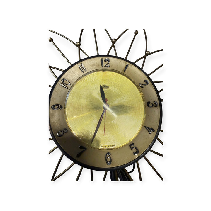Vintage Mid Century Modern Starburst Lux Wall Clock Atomic