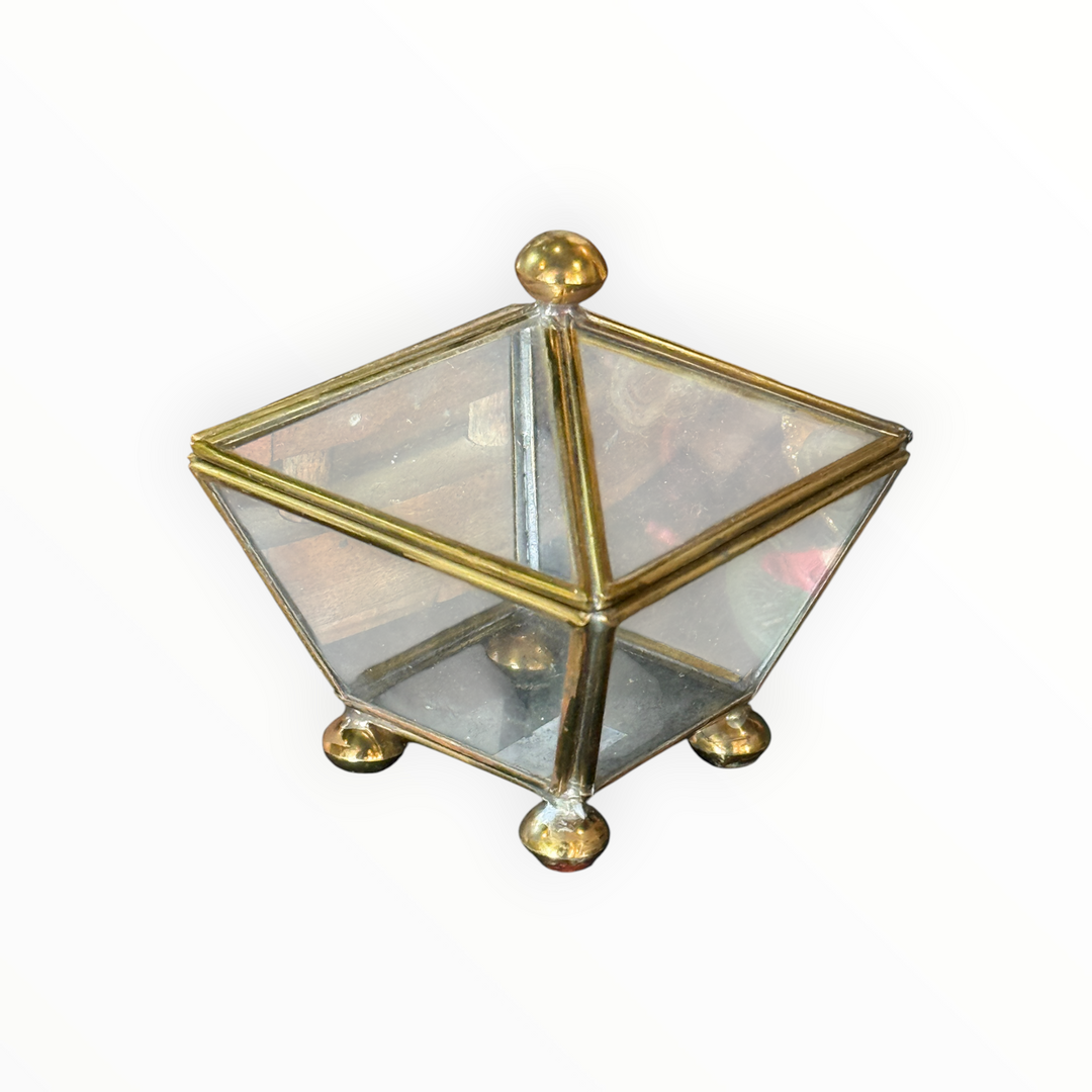 Vintage Brass and Glass Trinket Box