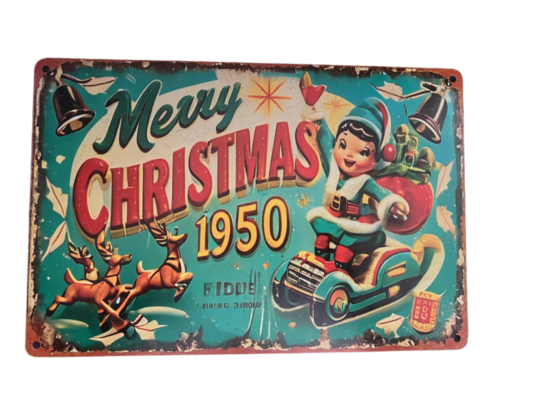 Christmas Metal Sign - Merry Christmas 1950