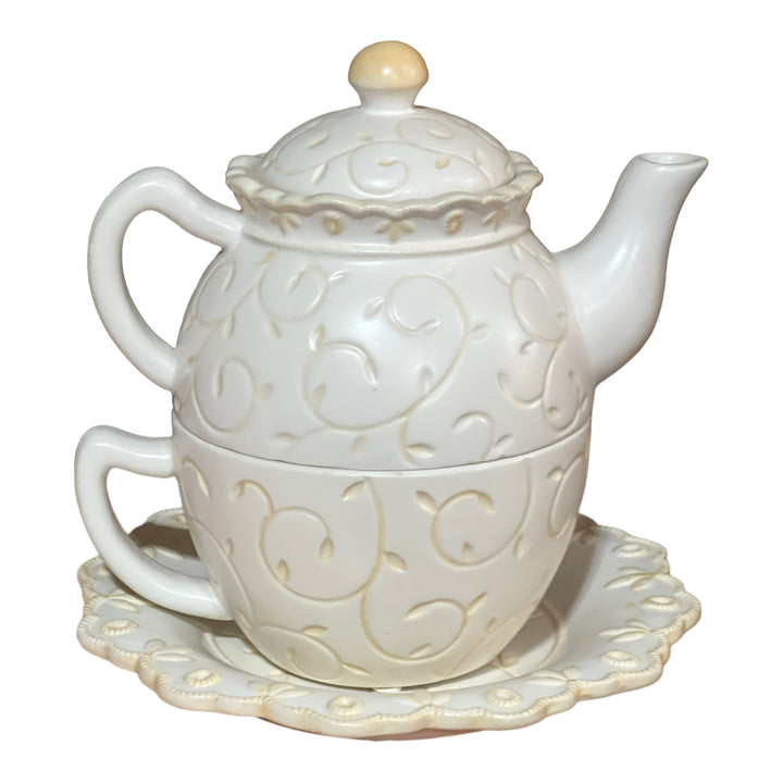 Maureen Murphy Stacking Teapot, Cup and Tray