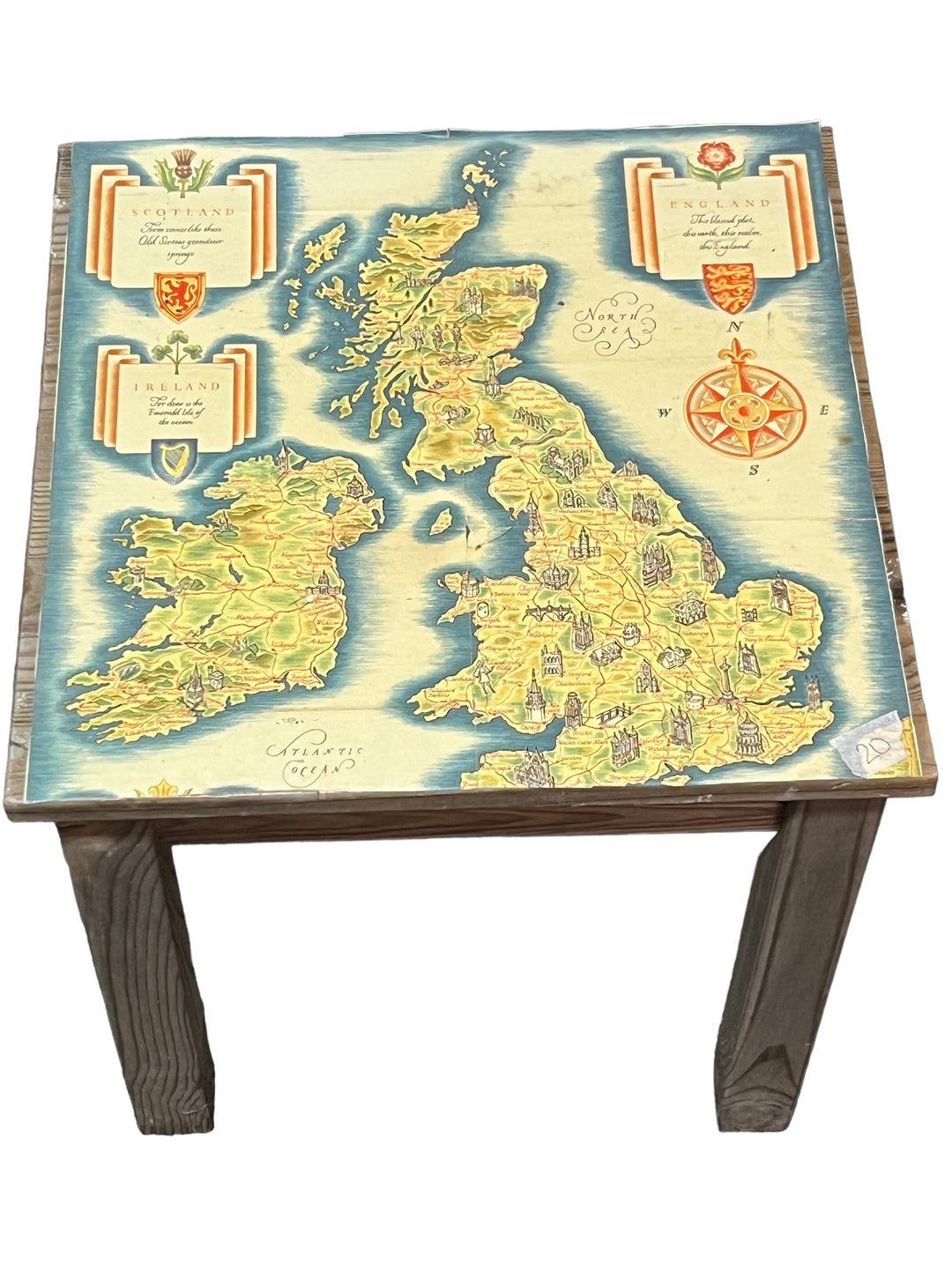 Wooden Table with Map Top PICKUP ONLY