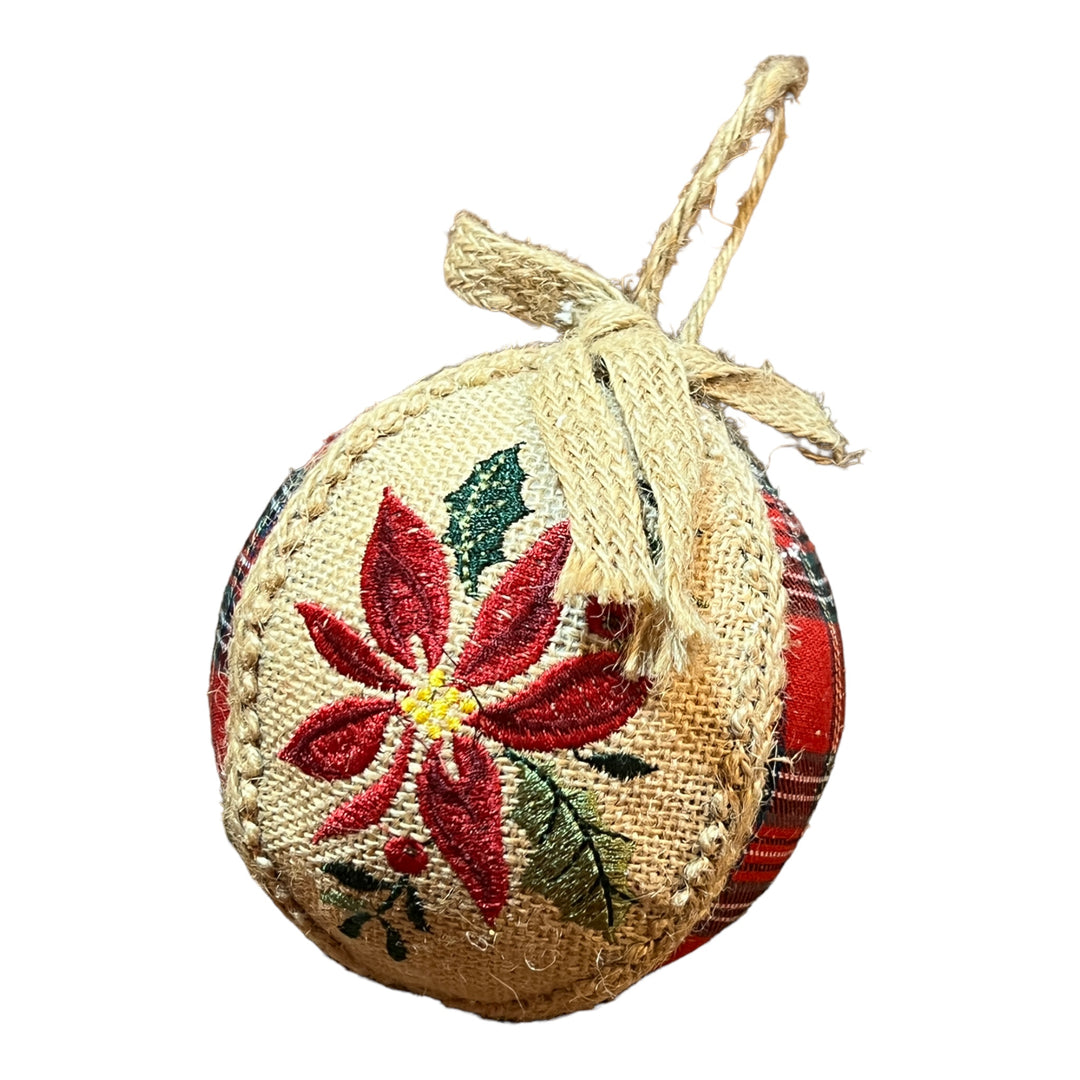 Poinsettia Rustic Ball Ornament