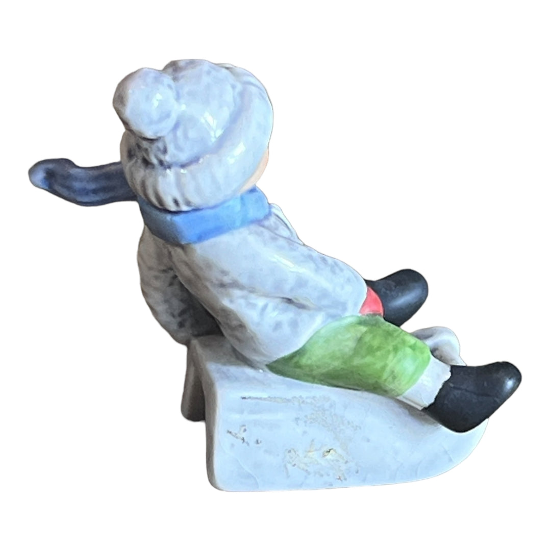 Goebel Hummel Boy on Sled Going Fast Figurine Winter Themed 13904-07 Vintage 3"