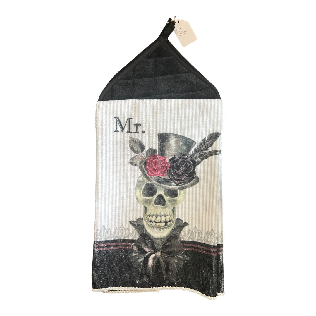 Handmade Hanging Towel - Mr/Mrs Skeleton Pair