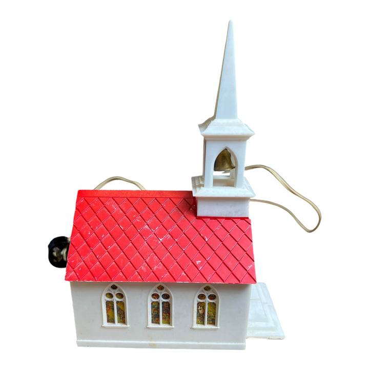 Vintage Holiday Glolite Church Plastic Red Roof