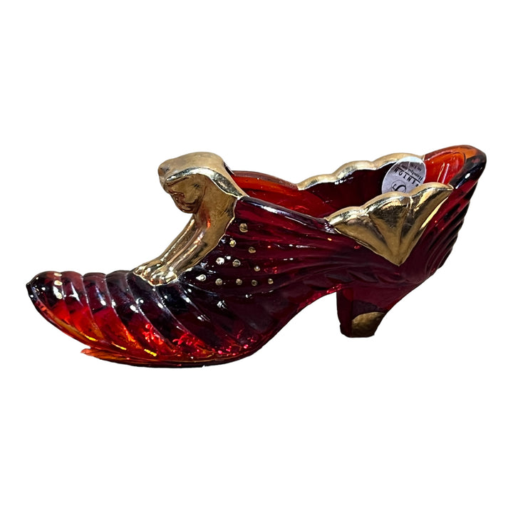 Fenton Shoe / Slipper - Ruby Gold Amberina Shoe