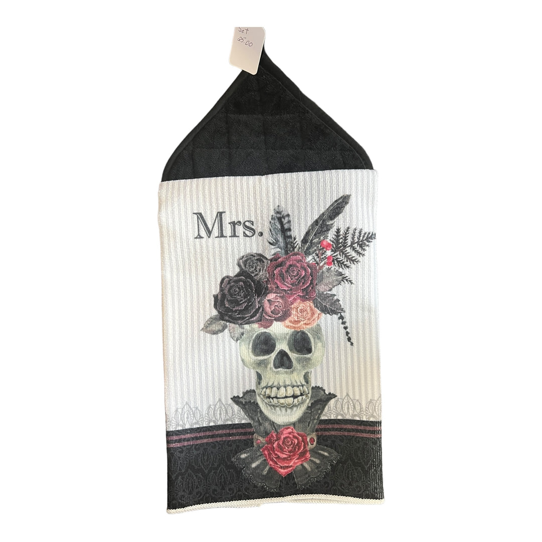 Handmade Hanging Towel - Mr/Mrs Skeleton Pair