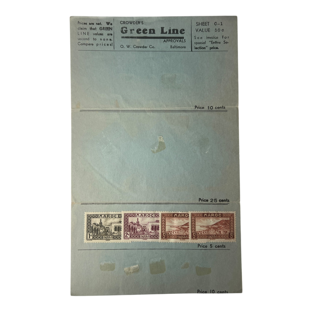 Stamps - Crowder's Green Line Sheet C-1 Partial Page