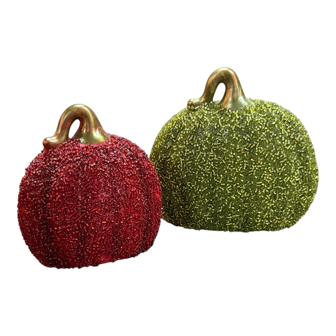 Fall Beaded Ceramic Pumpkin Pair