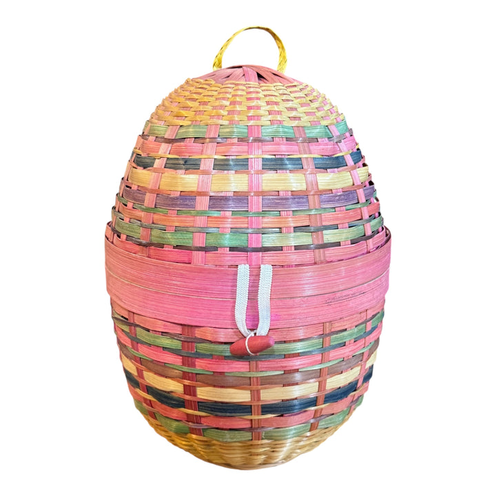 Vintage Wicker Basket Egg Shape Easter Basket