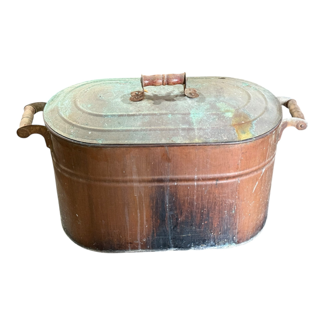 Antique Copper Tub / Wooden Handles