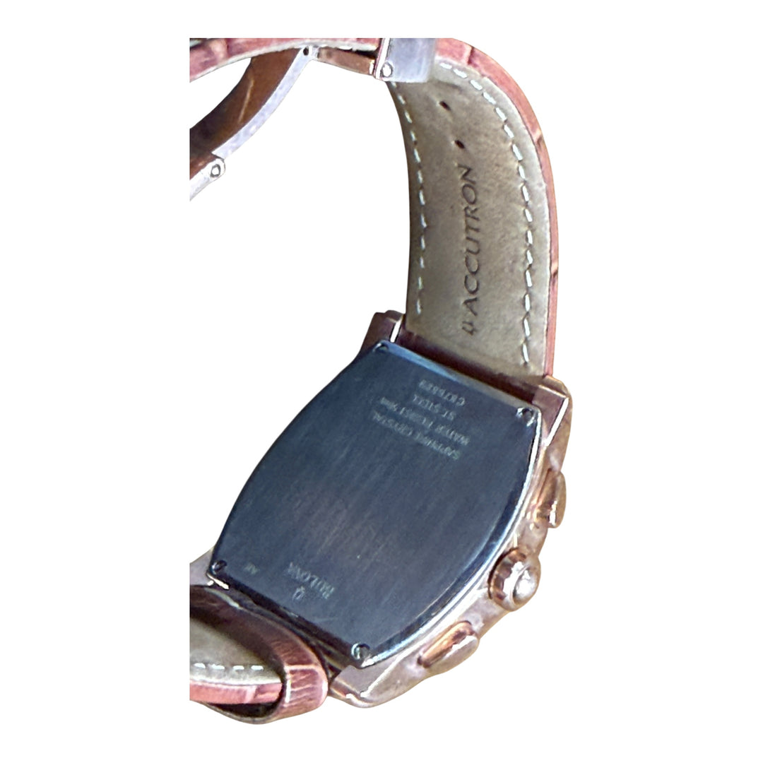 Accutron 27B63 Oxford Chronograph Rose Gold Bronze Tonneau Quartz Men's Watch