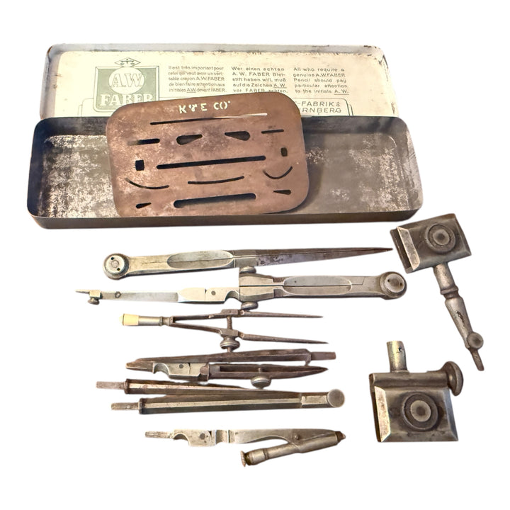 Antique Trammels for Beam Compass Boxed French Architectural Drawing Tools