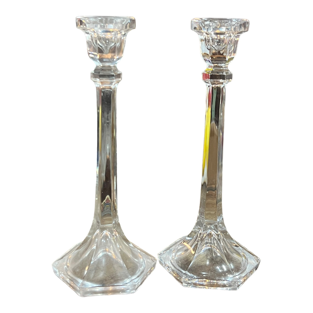 Glass Candlestick Pair