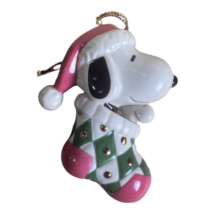 Lenox Snoopy Ornament Snoopy in Stocking